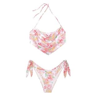 Victoria's Secret Floral Butterfly 2-Pc Handkerchief Bikini Top XL Bottom M